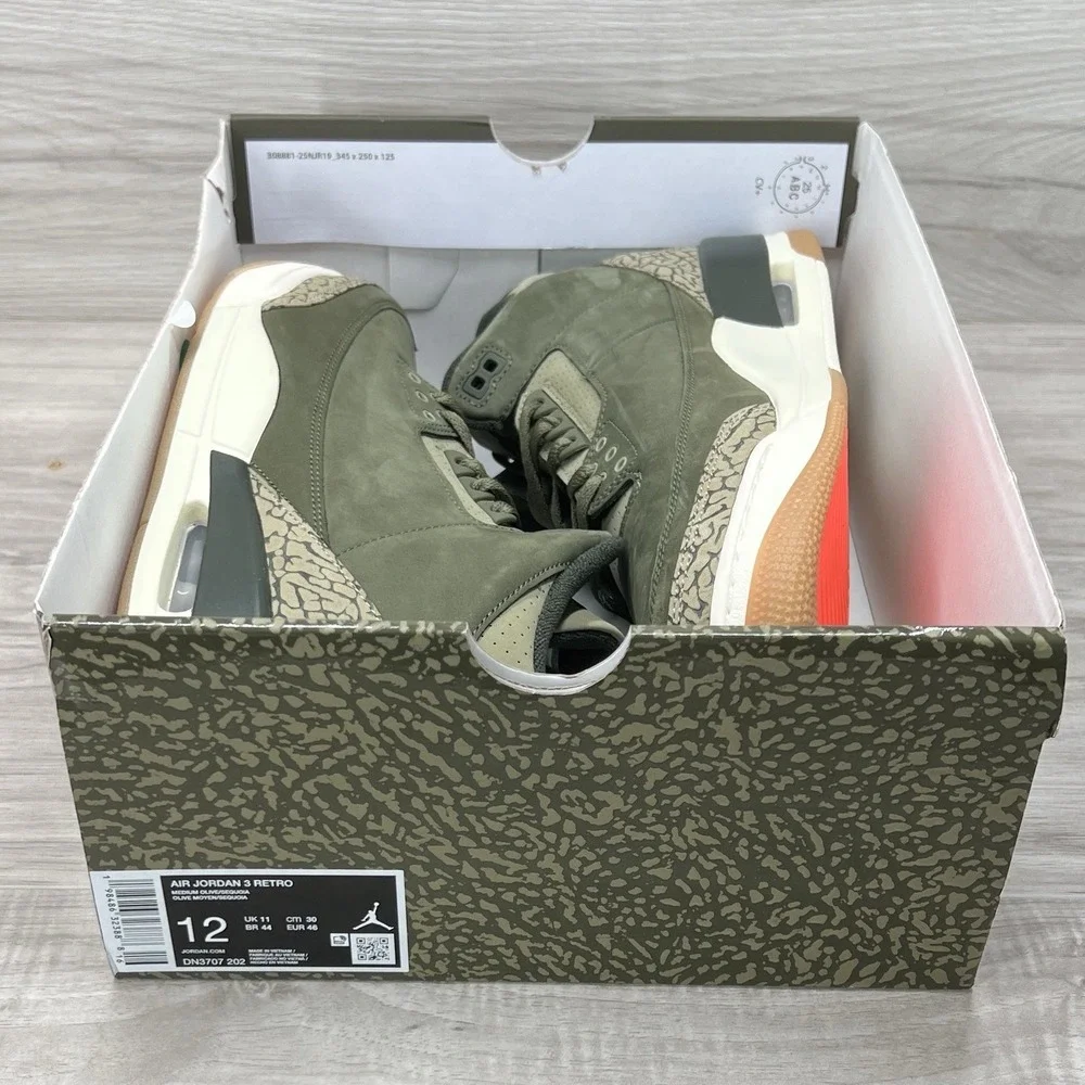 Nike Air Jordan 3 Retro Family Affair Olive Green Men's Size 12 DN3707-202 New
